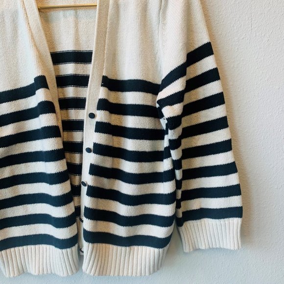 Cream and Black Striped Cardigan - Picture 2 of 6